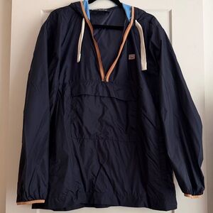 Acne Navy and Light Blue Hooded Anorak Jacket